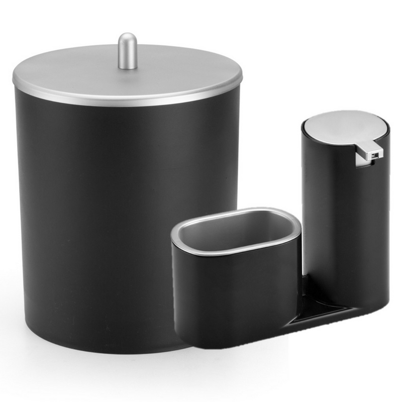 Kit Lixeira de Cozinha 5L com Dispenser Porta Detergente e Suporte para Esponja
