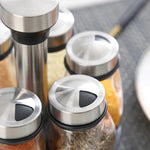 Porta Temperos e Especiarias Giratório Em Inox e Vidro Com 7 Peças Para Cozinha - Entrega Grátis